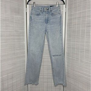 Rag & Bone Ankle Cigarette Bleached Jeans Dean Light Wash Raw Hem Size 24